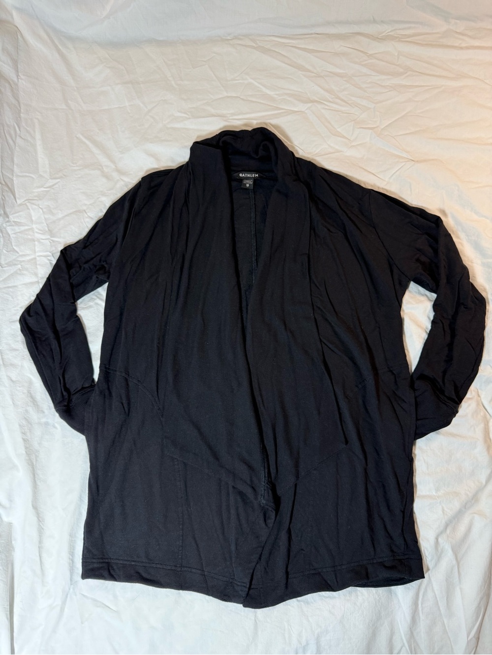 Athleta Black Shawl Collar Open-Front Cardigan